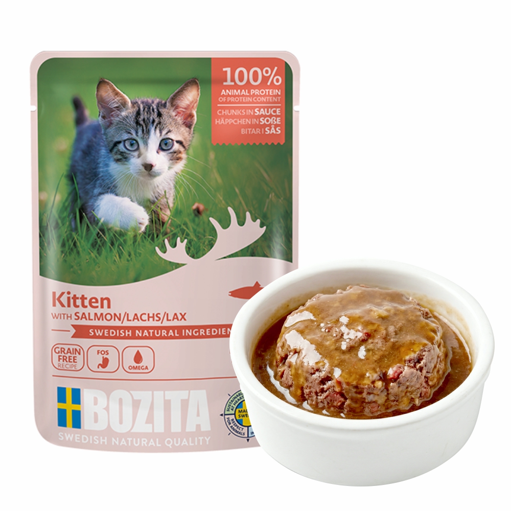 Mokra karma dla kociąt w sosie z łososiem 85g
